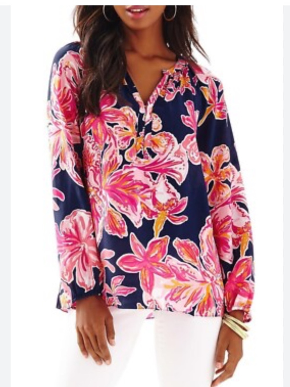 Lilly Pulitzer Elsie Floral Silk Blouse